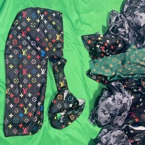 12 unbranded Black Colorful Patterned Scarf/Headband /du-rags assorted